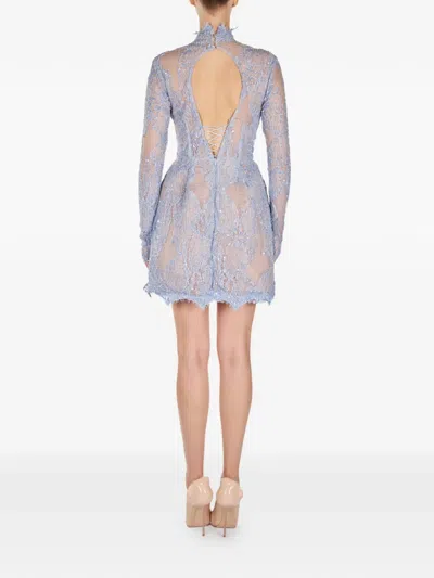 Araftu High-neck Long-sleeve Mini Dress In Blue