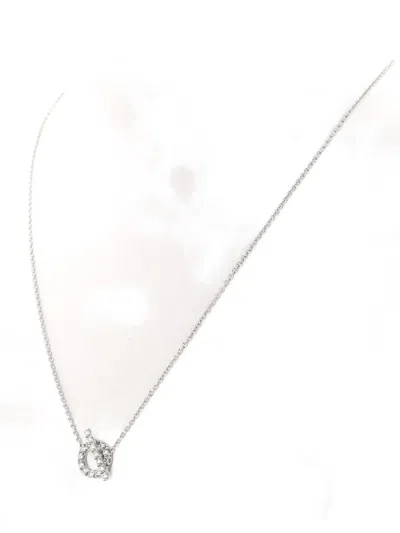 Pre-owned Hermes 2010's Diamond White Gold Finesse Necklace In Silver