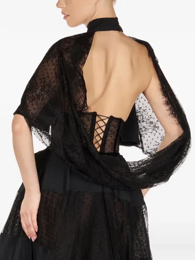 Araftu Lace-detail Panelled Midi Dress In Black