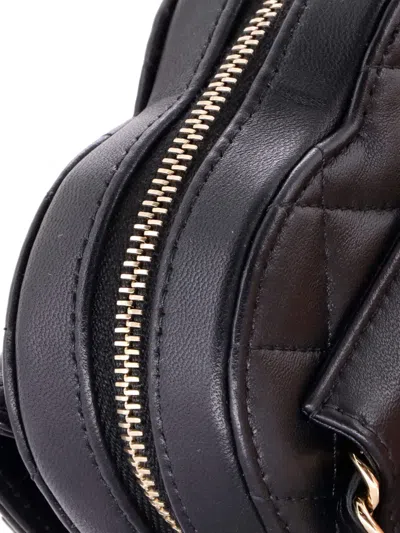 Pre-owned Chanel Cc In Love Heart Quilted Lambskin Belt Bag In Black