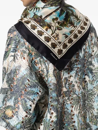 Dsquared2 Graphic-print Silk Scarf In Brown