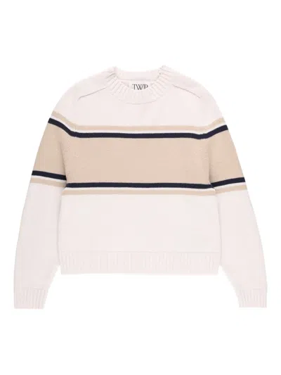 Twp Crew-neck Striped Sweater In White