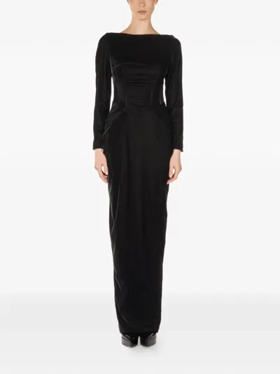 Araftu Long-sleeved Maxi Dress In Black