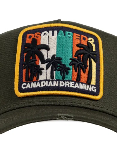 Dsquared2 Embroidered-patch Hat In Green