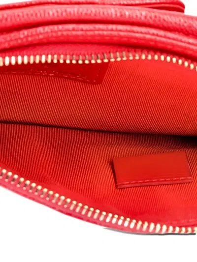 Pre-owned Chanel O Phone Holder Quilted Caviar Crossbody Bag In Red