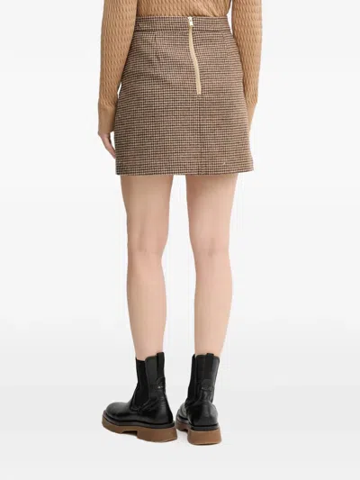 Barbour Sophia Flap-pocket Houndstooth Mini Skirt In Brown