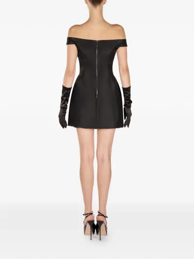 Araftu Off-shoulder Embellished-detail Mini Dress In Black