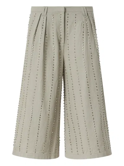 Pinko Embellished Cropped Trousers In Gray