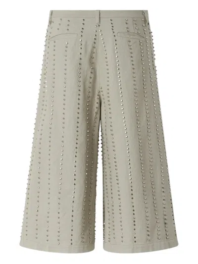Pinko Embellished Cropped Trousers In Gray