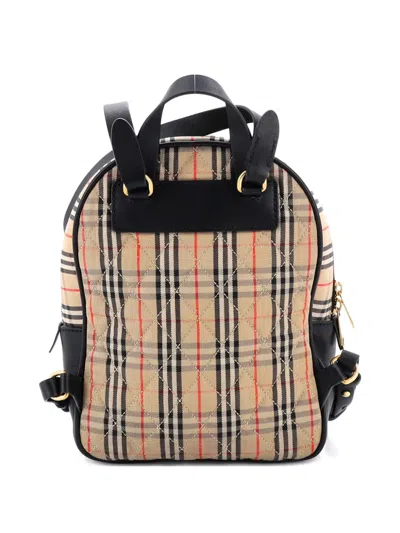 Pre-owned Burberry Link 1983 Knight Check Canvas Medium Backpack In Brown