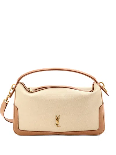 Pre-owned Saint Laurent Camera Supple Bag Canvas And Leather Shoulder Bag In Neutral