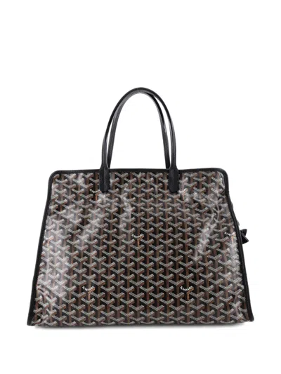 Pre-owned Goyard Hardy Pet Carrier Coated Canvas Pm Tote Bag In Black