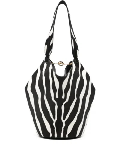 Khaite Mini Zebra-print Tote Bag In Black