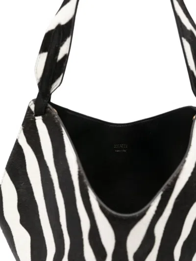 Khaite Mini Zebra-print Tote Bag In Black