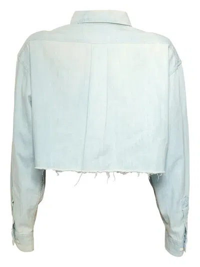 Pre-owned Miu Miu 2021 Frayed Denim Shirt In Blue