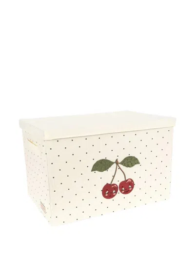 Konges Sløjd Cherry Polka Dot Storage Basket In Neutral