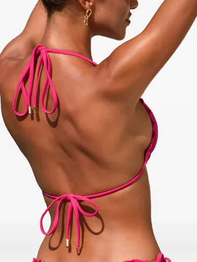 Caha Capo Dubai Ruffled Triangle Bikini Top In Pink