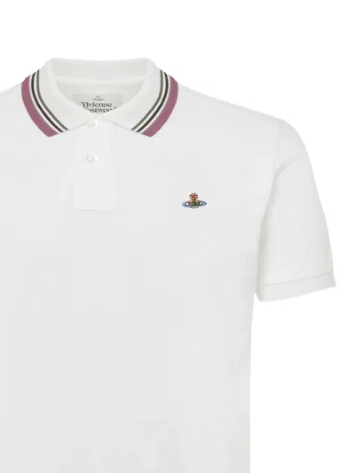 Vivienne Westwood Striped-collar Polo Top In White