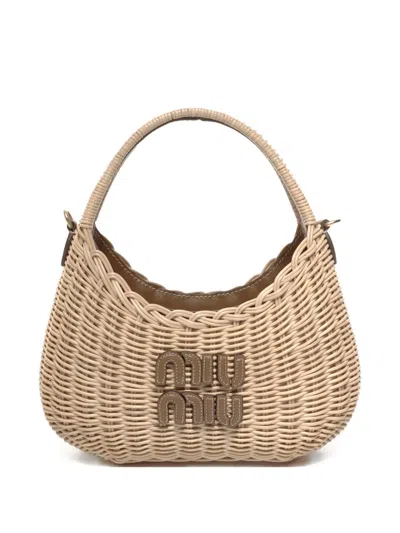 Pre-owned Miu Miu 2020-2025 Logo Tote Bag In Neutral