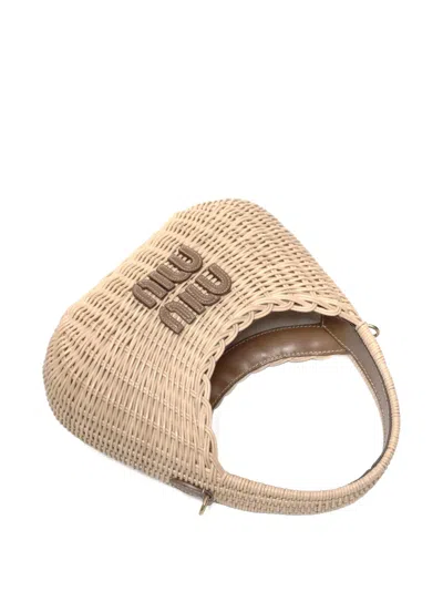 Pre-owned Miu Miu 2020-2025 Logo Tote Bag In Neutral