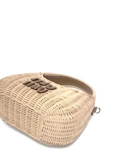 Pre-owned Miu Miu 2020-2025 Logo Tote Bag In Neutral