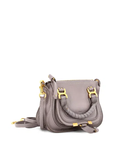 Pre-owned Chloé Marcie Satchel Leather Baby Crossbody Bag In Gray