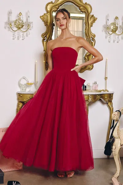 Amoris T712 Long Formal Evening A Line Prom Dress In Red