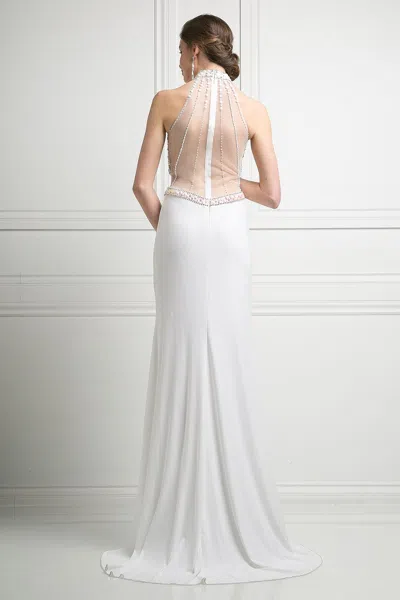 Ladivine Kd087 Formal Long Beaded Prom Dress In White