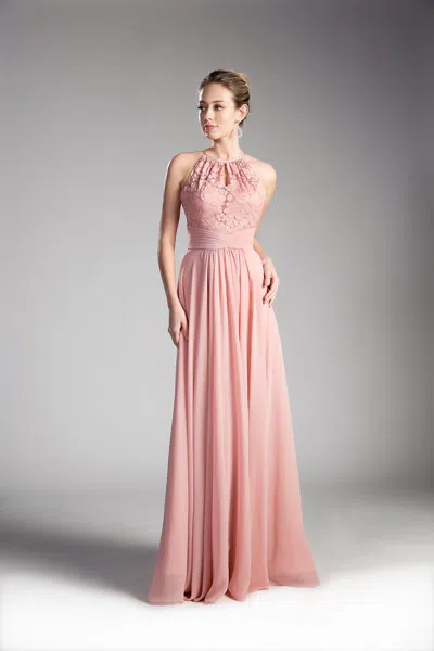 Ladivine Cj228 Long A Line Lace Formal Dress In Green