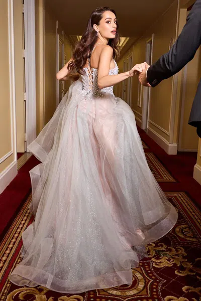 Ladivine Cc2531 Long Formal A Line Beaded Prom Dress In Black