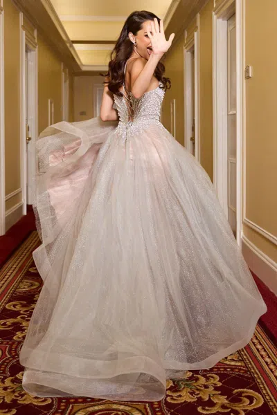 Ladivine Cc2531 Long Formal A Line Beaded Prom Dress In Black