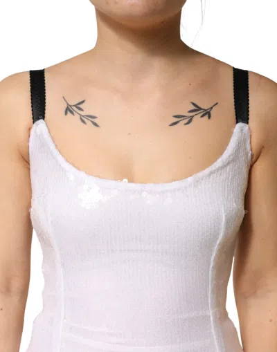 Pre-owned Dolce & Gabbana White Polyester Sleeveless Sheath Women's Dress ()