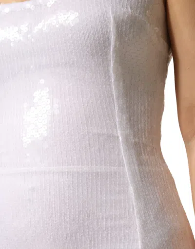 Pre-owned Dolce & Gabbana White Polyester Sleeveless Sheath Women's Dress ()