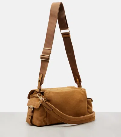Prada Explore Medium Suede Shoulder Bag In Brown
