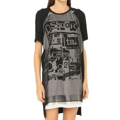 Dsquared2 Silk Printed Mini Dress In Black