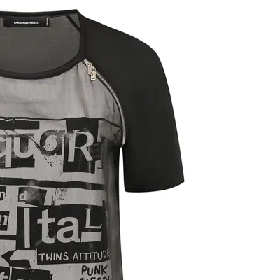 Dsquared2 Silk Printed Mini Dress In Black