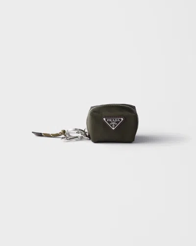 Prada Speedrock Re-nylon Keychain Charm In Black