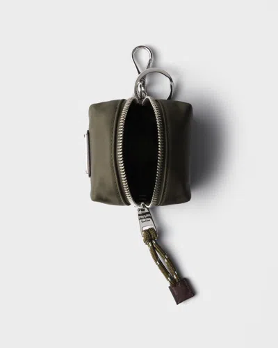 Prada Speedrock Re-nylon Keychain Charm In Black
