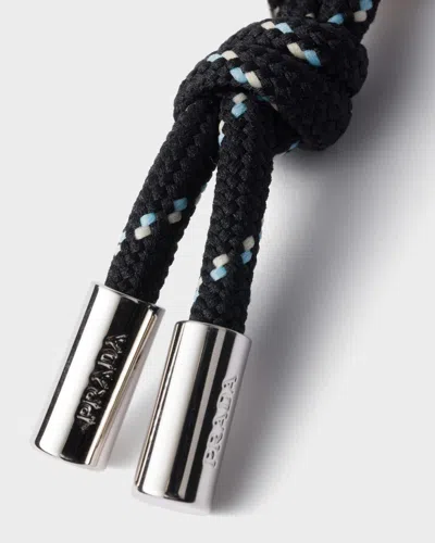 Prada Speedrock Cord Key Ring In Black