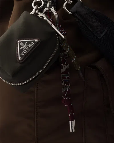 Prada Speedrock Re-nylon Keychain Charm In Black