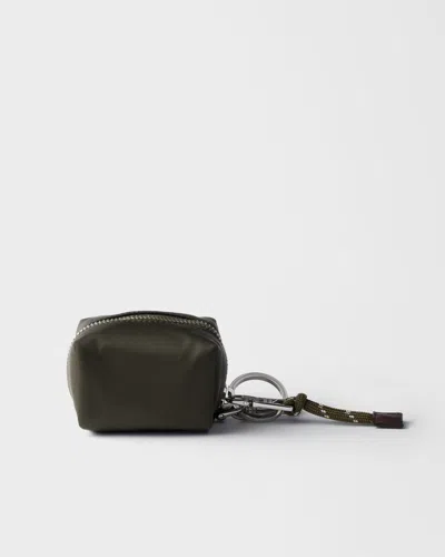 Prada Speedrock Re-nylon Keychain Charm In Black