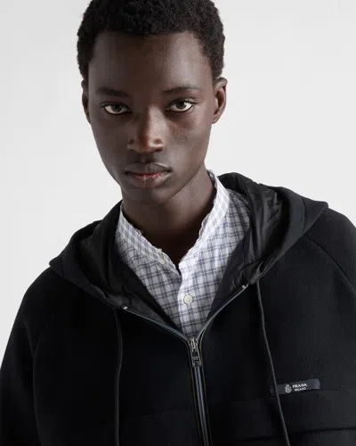 Prada Hooded Technical Fabric Blouson Jacket In Black