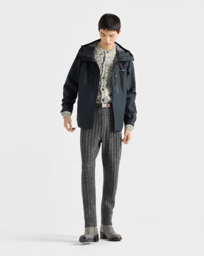 Prada Beige Two-tone Wool Cardigan In Gray