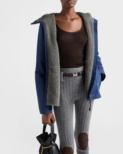Prada Womens Blue Technical Hooded Nylon Blouson Jacket In Blue