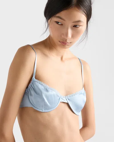 Prada Vintage-look Satin Bra In Blue