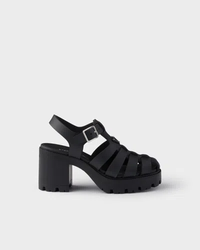 Prada Sandals Buckle Detail Chunky Sole Open Toe In Black