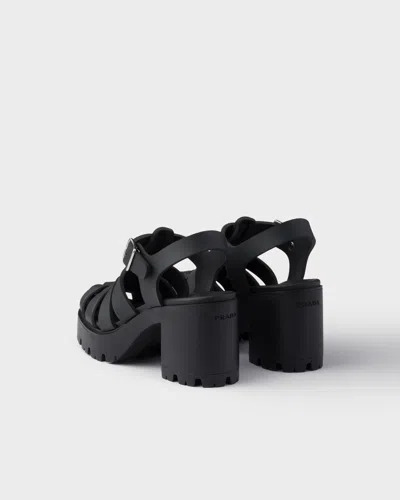 Prada Sandals Buckle Detail Chunky Sole Open Toe In Black