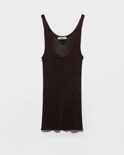 Prada Lamé Tank Top In Brown