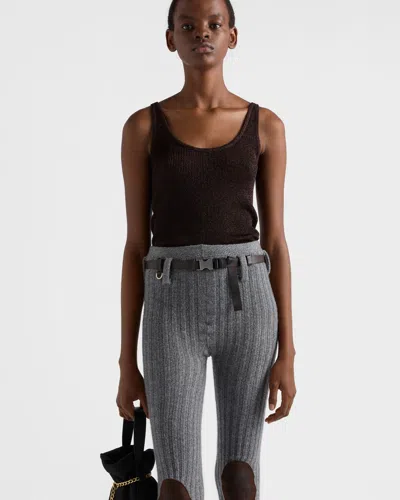 Prada Lamé Tank Top In Brown