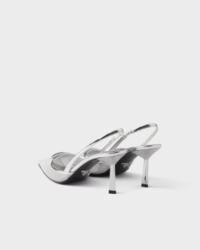 Prada Mesh-panelled Slingback Pumps In Gray
